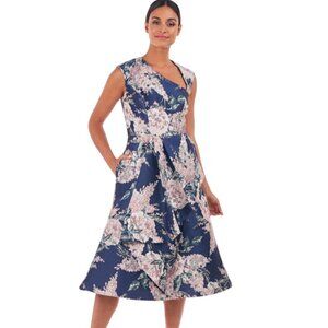 Kay Unger Veronica Dress Women's Size 12 NWT Navy Floral